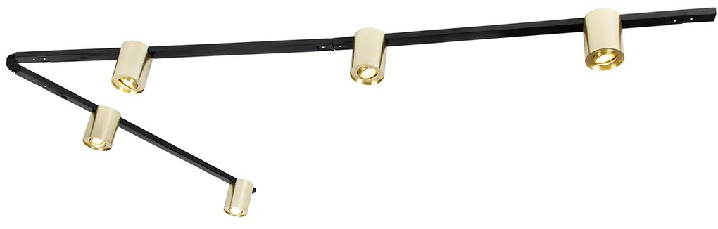 Sistema trilho dourado e preto com 5 focos monofásico - Rondoo Up Moderno