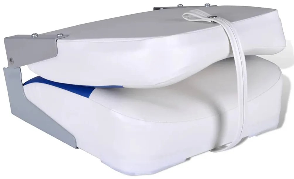 Assentos barco 2 pcs encosto dobrável azul/branco 41x36x48 cm