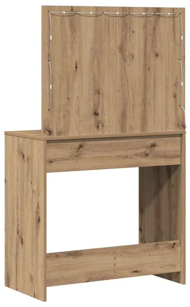 Mesa de Maquiagem com Luzes LED Carvalho Artesanal 78,5x41x135 cm