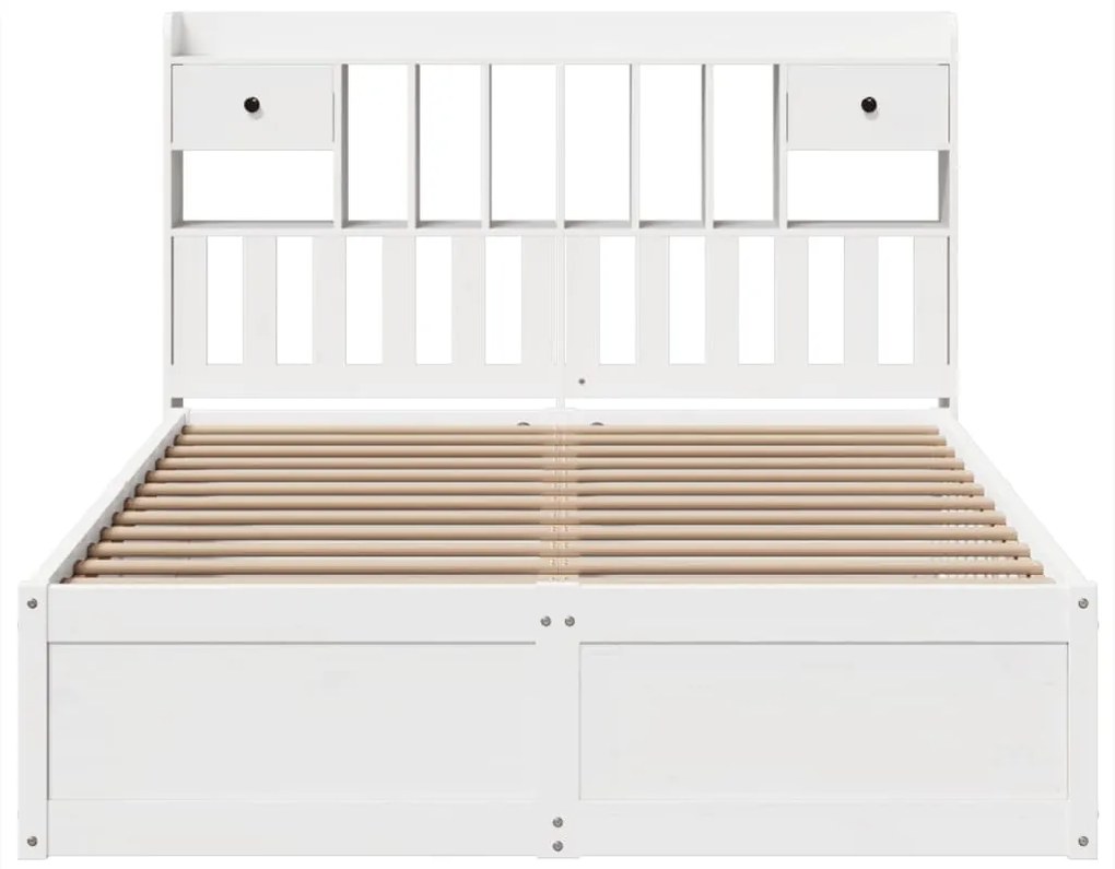 Cama sem colchão 140x190 cm madeira de pinho maciça branco
