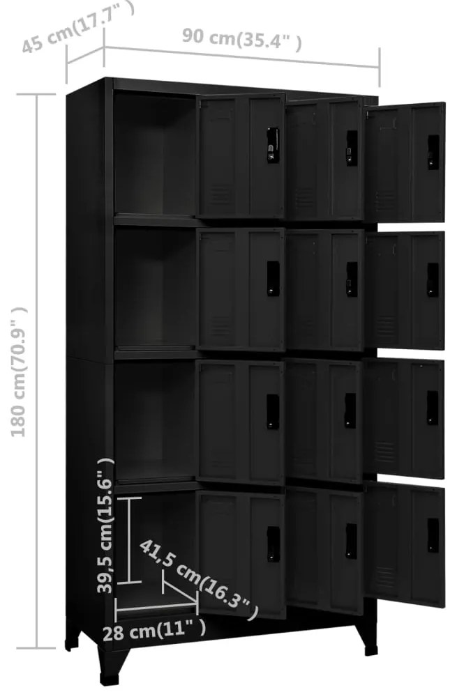 Cacifo aço 90x45x180 cm preto