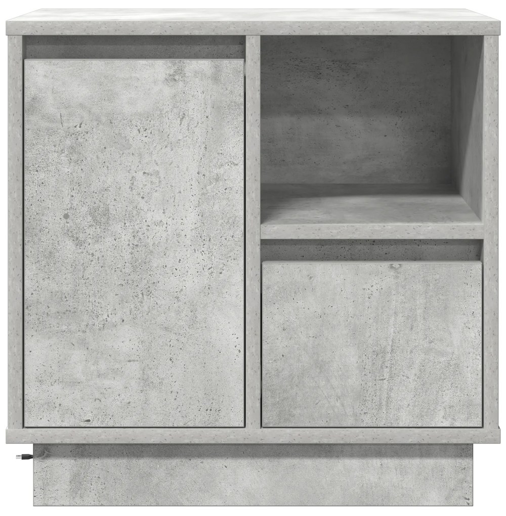 Criado-Mudo com LED Cinza Concreto 50x34,5x50 cm