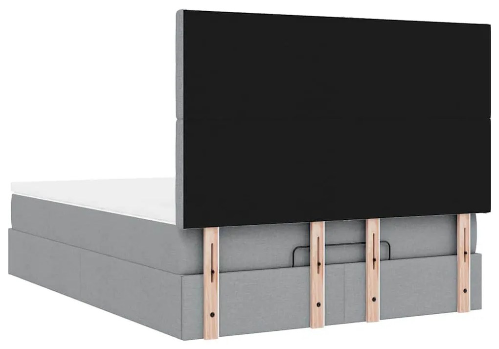 Estrutura de cama otomana com colchão 140x190 cm cinzento claro