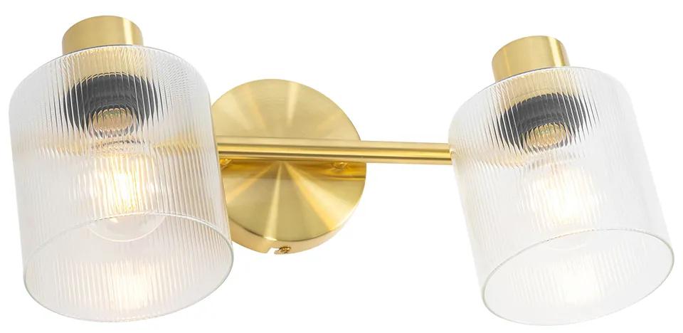 Spot de teto dourado com vidro 2 luzes regulável - Laura Art Deco