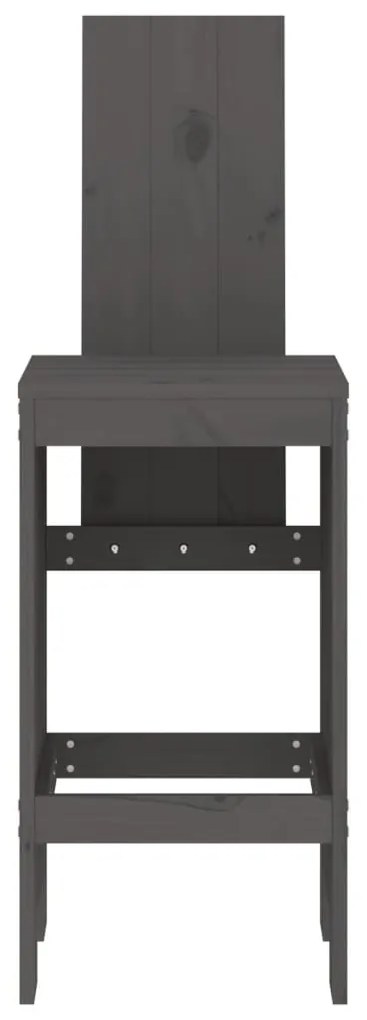 Cadeiras de bar 2 pcs 40x42x120 cm pinho maciço cinzento