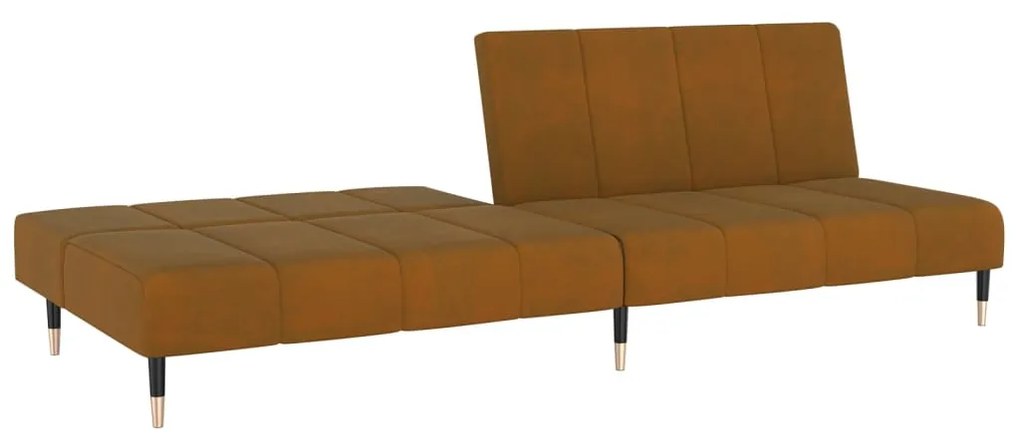 Sofá-Cama Laila em Veludo - Castanho - Design Moderno