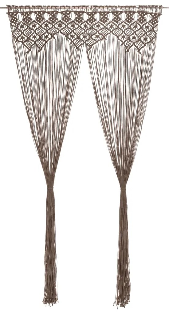 vidaXL Cortina em macramé 140x240 cm algodão cinzento-acastanhado