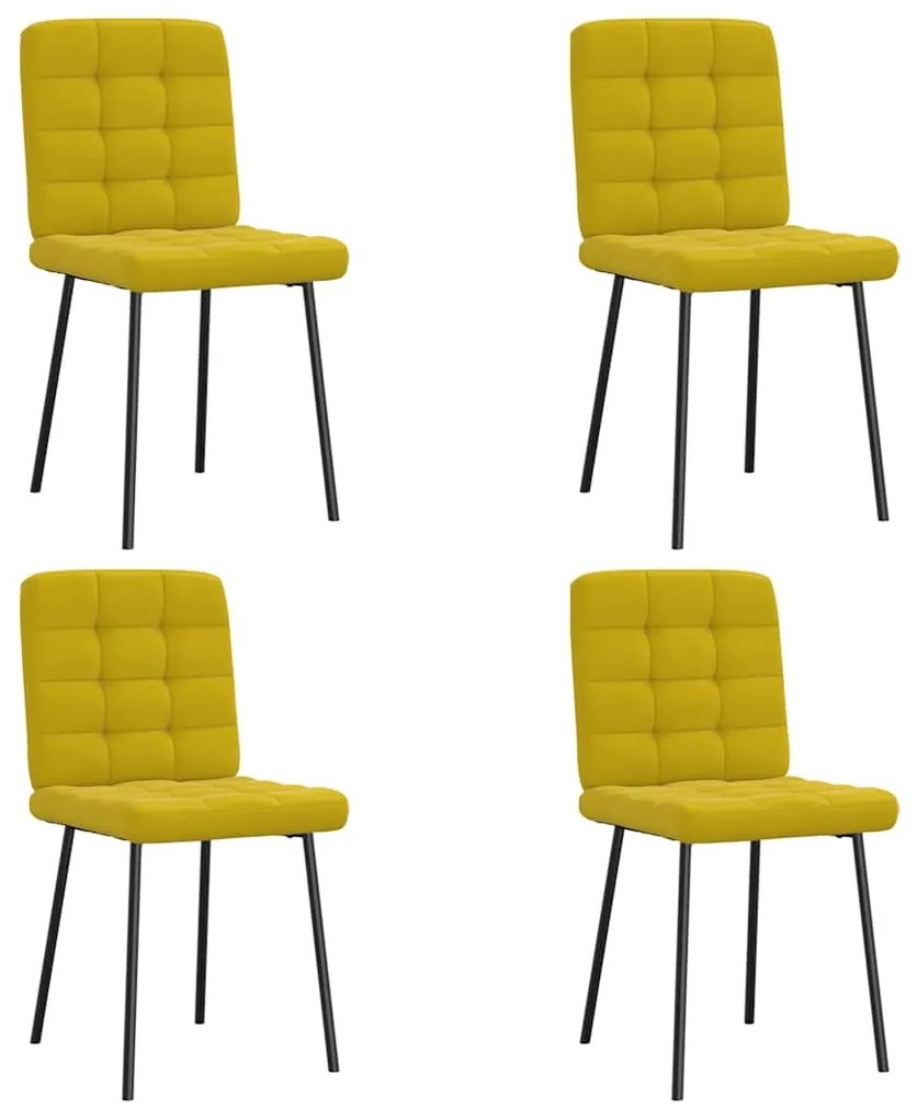 Cadeiras de jantar 4 pcs veludo amarelo