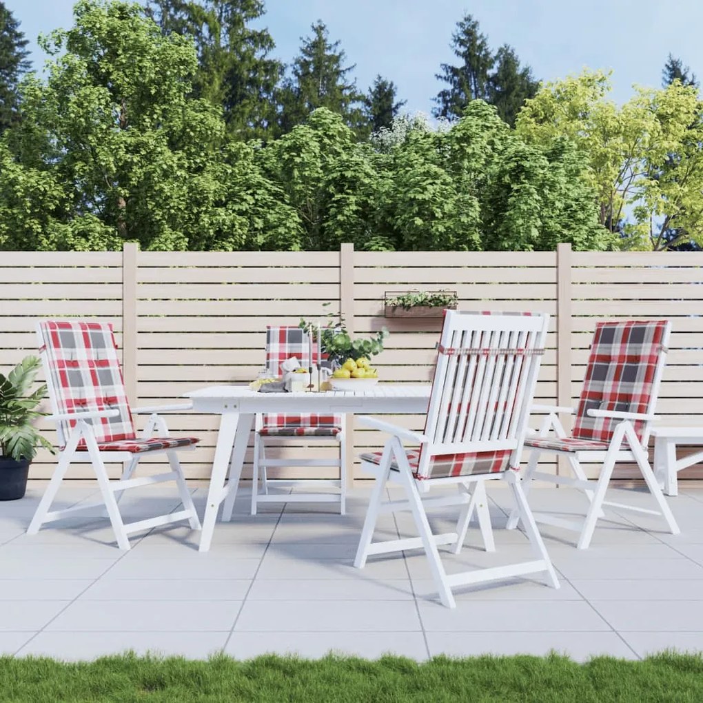 vidaXL Almofadões cadeiras altas de jardim 4pcs tecido xadrez vermelho