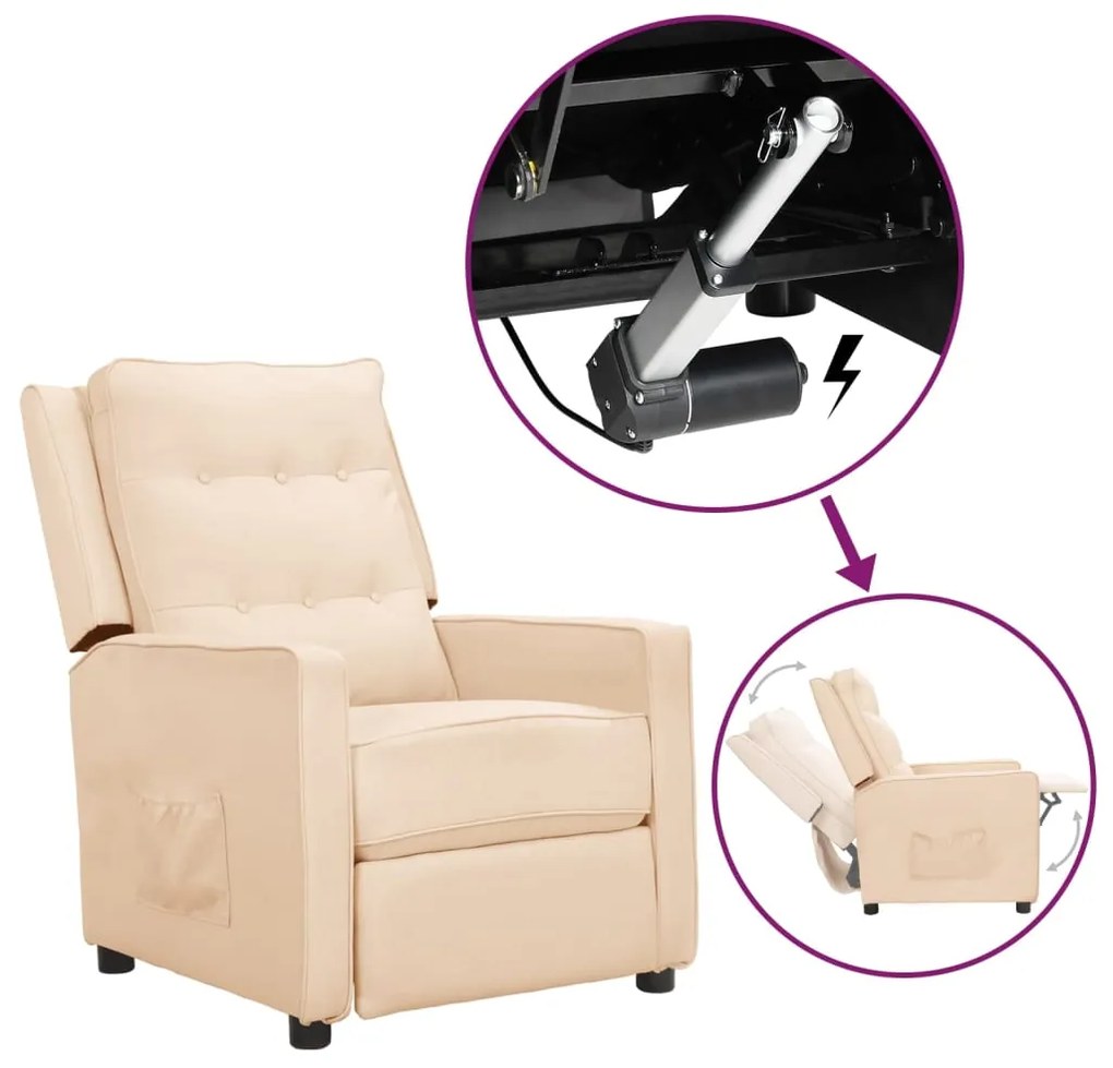 vidaXL Poltrona elevatória tecido cor creme