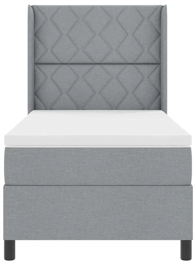 Cama Box com Colchão e LED Cinza Claro 90x200 cm