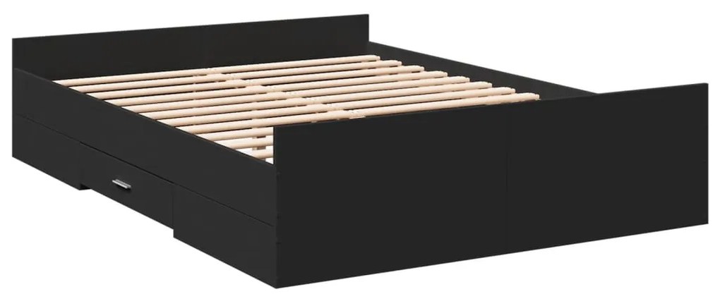 Estrutura cama c/ gavetas 120x190 cm derivados de madeira preto