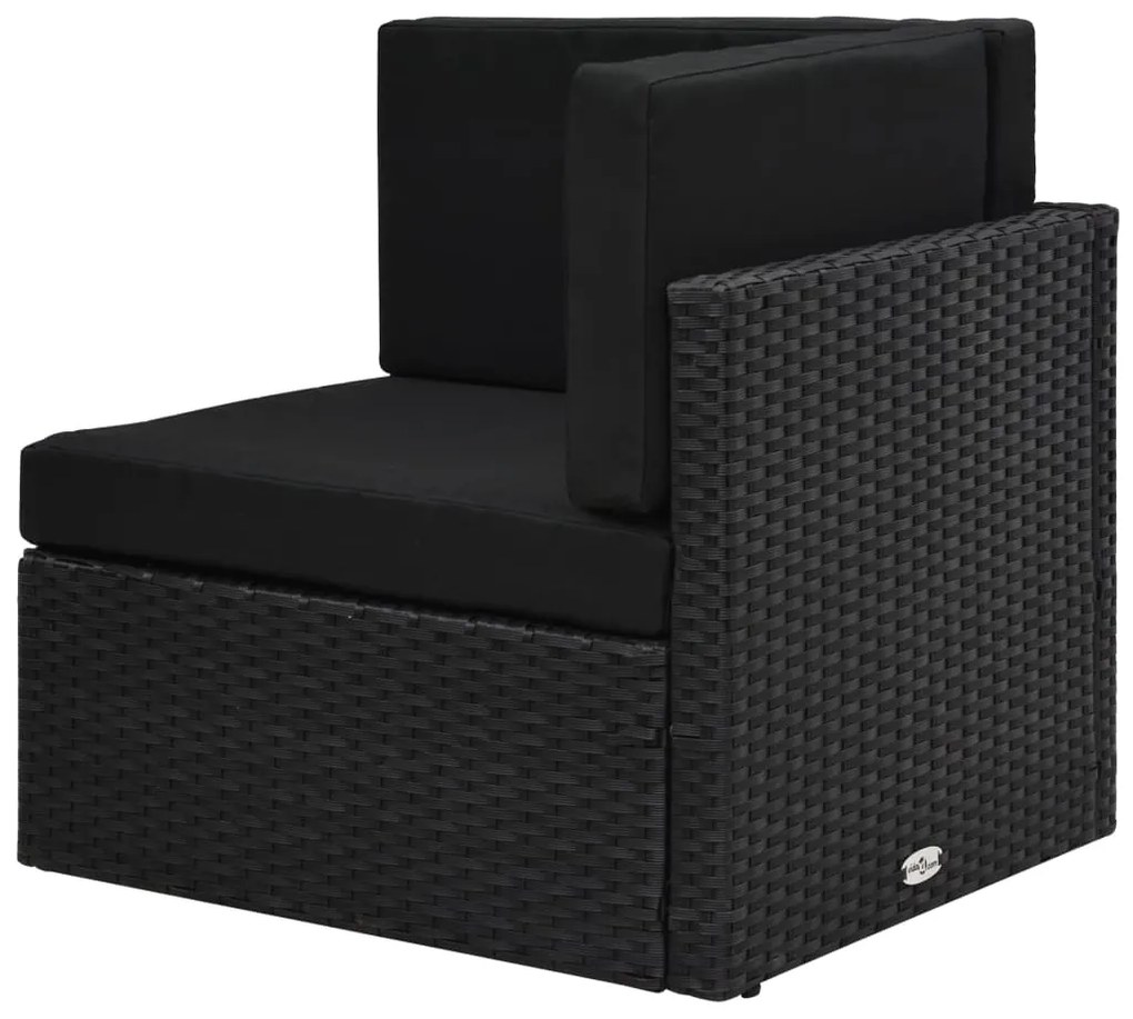 8 pcs conjunto lounge de jardim c/ almofadões vime PE preto