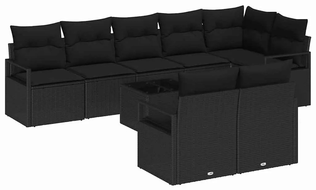 Conjunto de Sofá de Jardim vidaXL 9 Peças com Almofadas Bege Polyratta