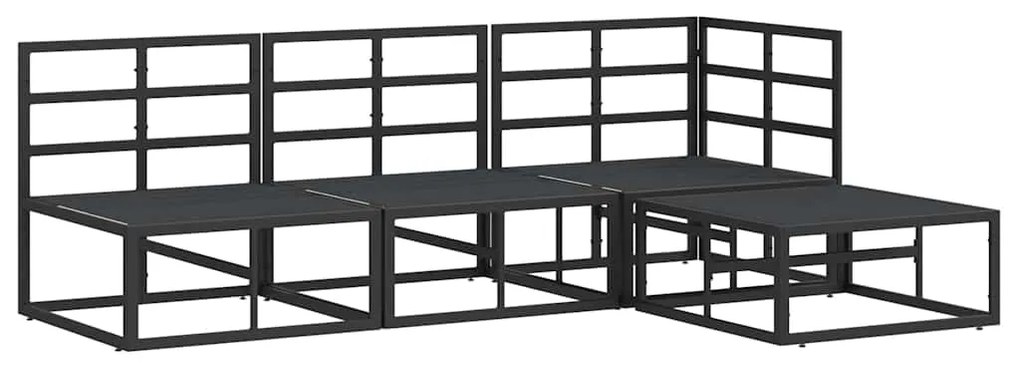 Conjunto de Sofá de Jardim 4 pcs Preto 211,5 x 141,5 x 71 cm