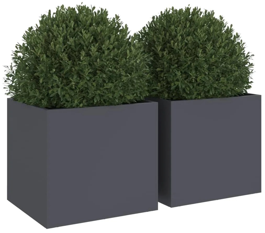 Vasos/floreiras 2 pcs 32x30x29 cm aço antracite