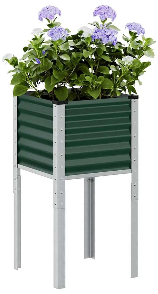 Vaso/floreira de jardim 45x45x88 cm aço verde