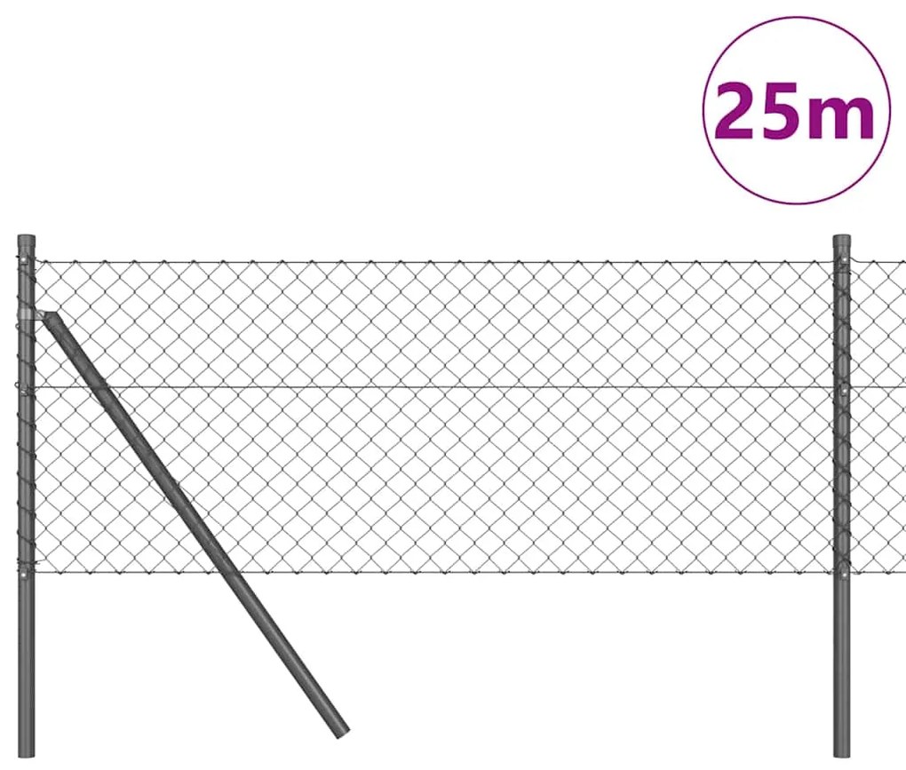 Conjunto de Postes de Cerca Cinzeto 0.6 x 25 m Aço Galvanizado