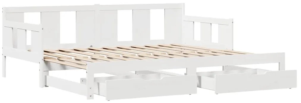 Sofá-cama com gavetão e gavetas sem colchão 90x190 cm branco