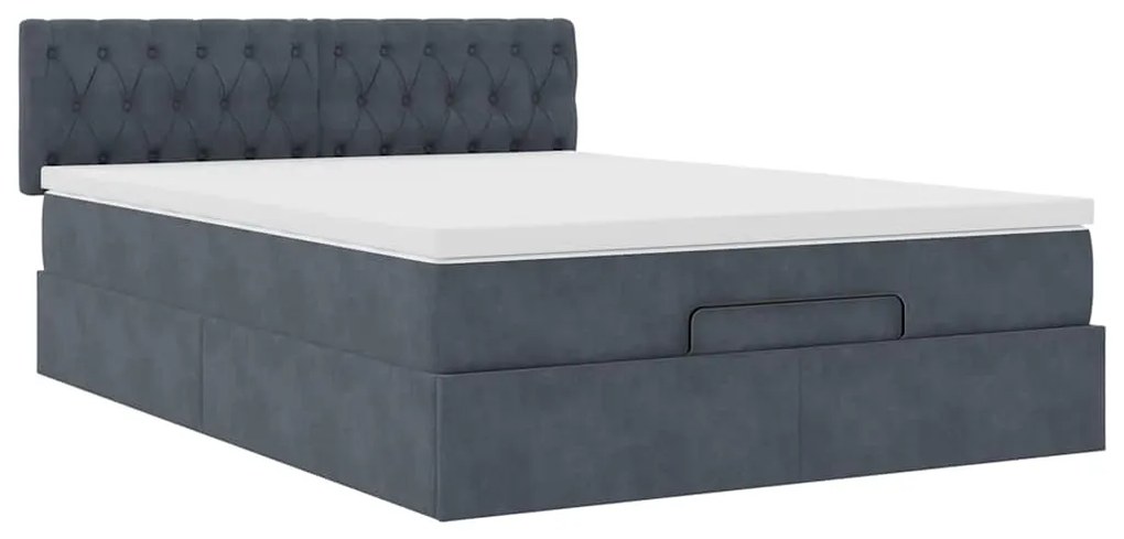Estrutura de cama otomana com colchão 140x190cm cinzento escuro