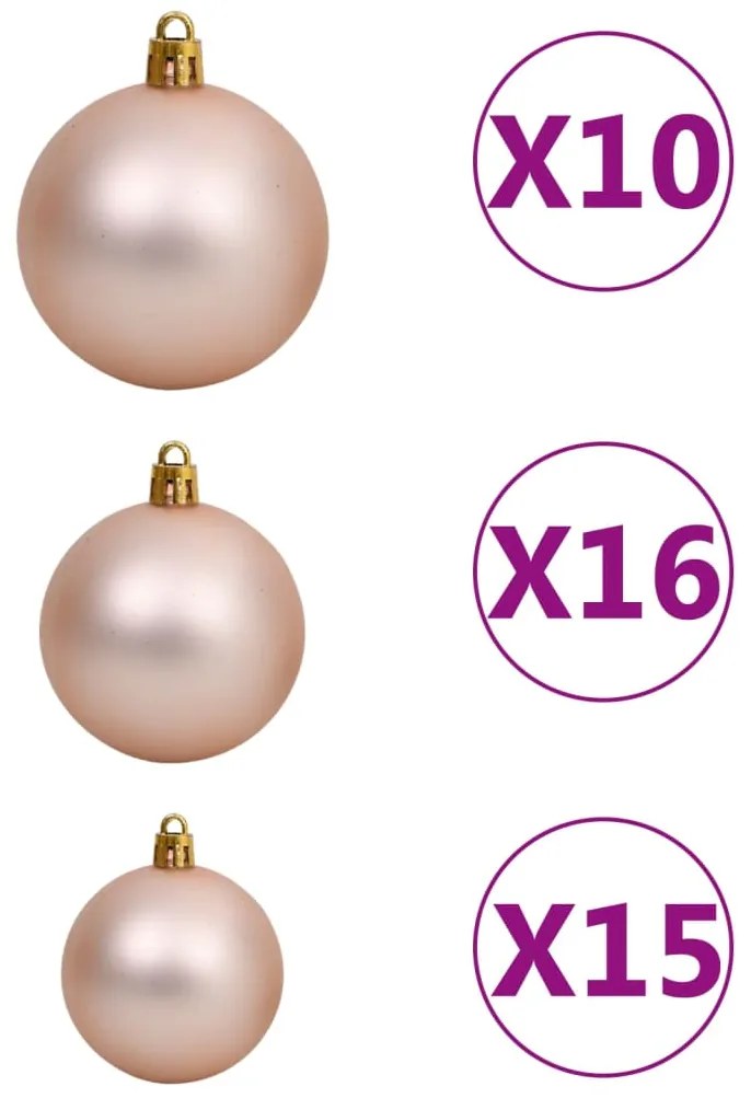 Árvore Natal artificial c/ 300 luzes LED, bolas e neve 240 cm