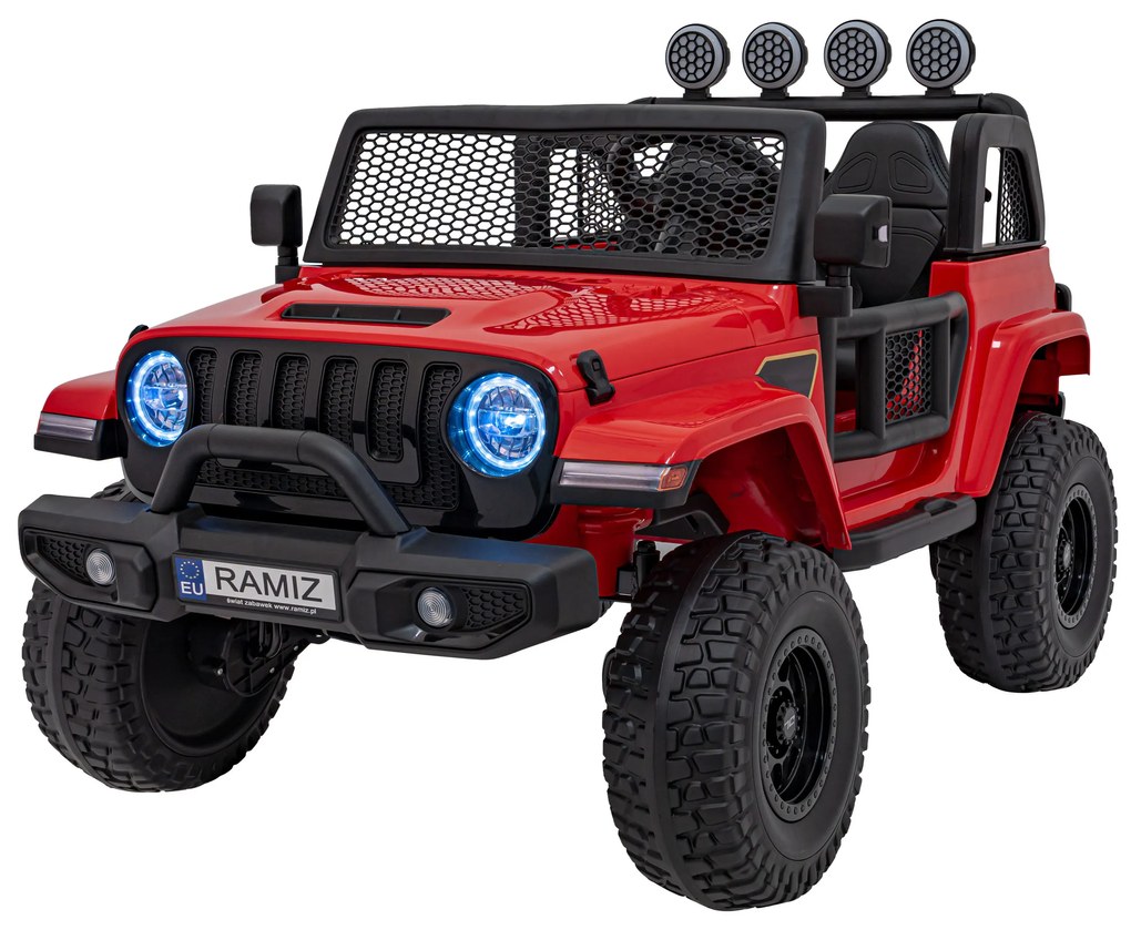 Jipe elétrico para Crianças OFF-ROAD 3.0 12V 4x4 Rodas Espuma EVA, Assento couro ecológico Vermelho