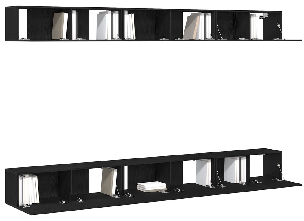 Estante de TV Modular de 6 Peças em Carvalho Preto