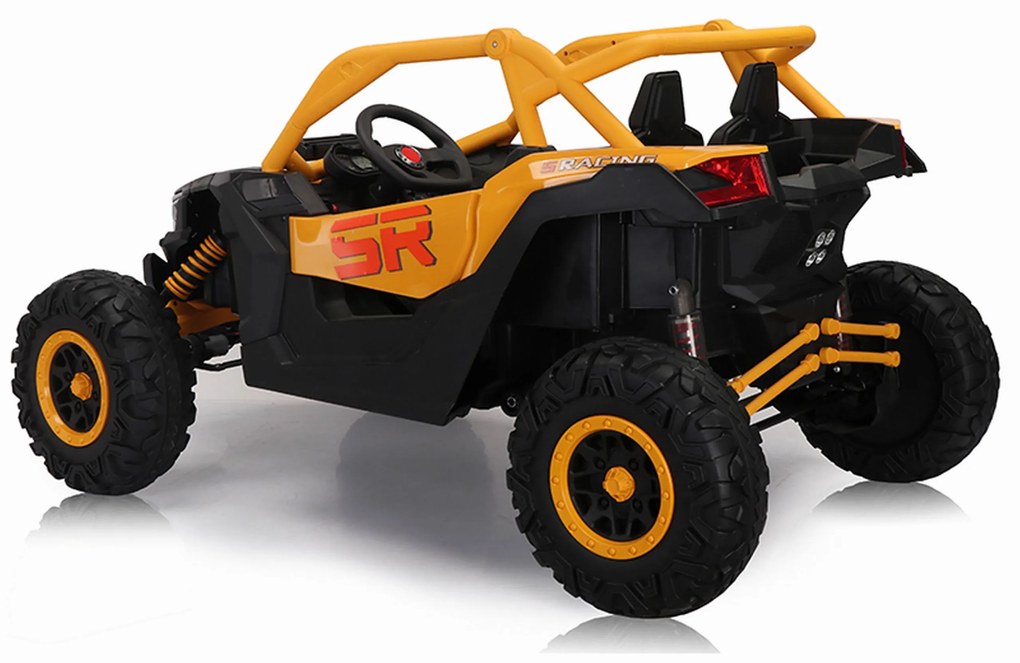 Carro elétrico para Crianças 24V 4x4 2 Lugares Buggy SR SUPER 66 Rodas de espuma EVA, Assento Couro Amarelo