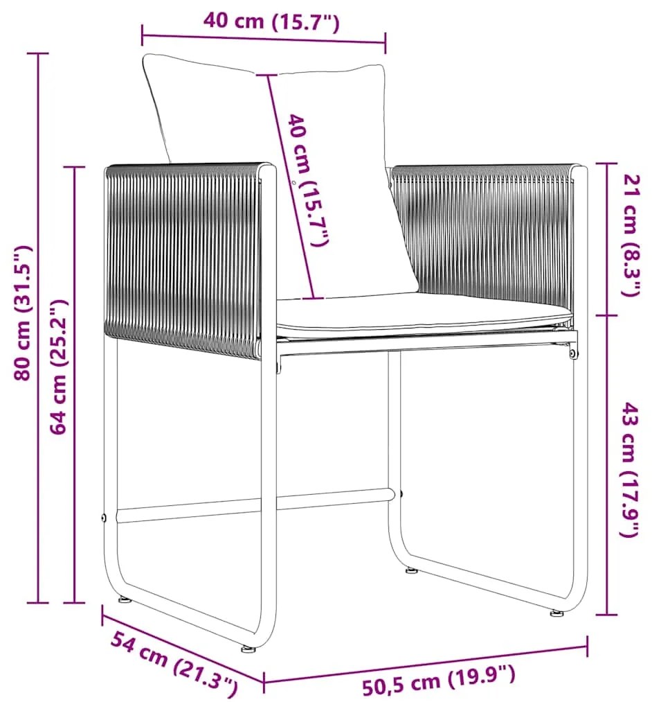 Conjunto de Jantar para Jardim de 6 Peças com Almofadas em Aço e Ratta