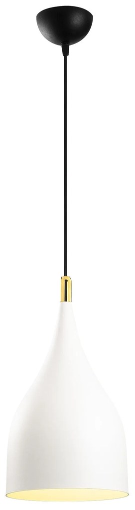 Candeeiro Suspenso Saglam – Branco/Preto – Diâmetro 25 cm, Altura 137