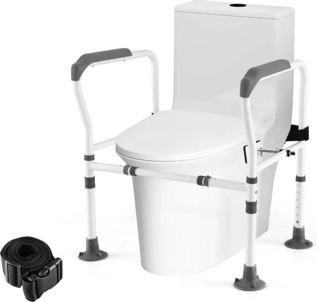 Apoio para braços Sanita para idosos e para pessoas com deficiência com altura e largura ajustáveis e correia fixa cinzento