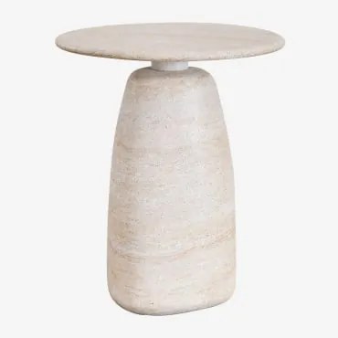 Mesa De Apoio Redonda Em Cimento Look Travertino Grebik A - Sklum