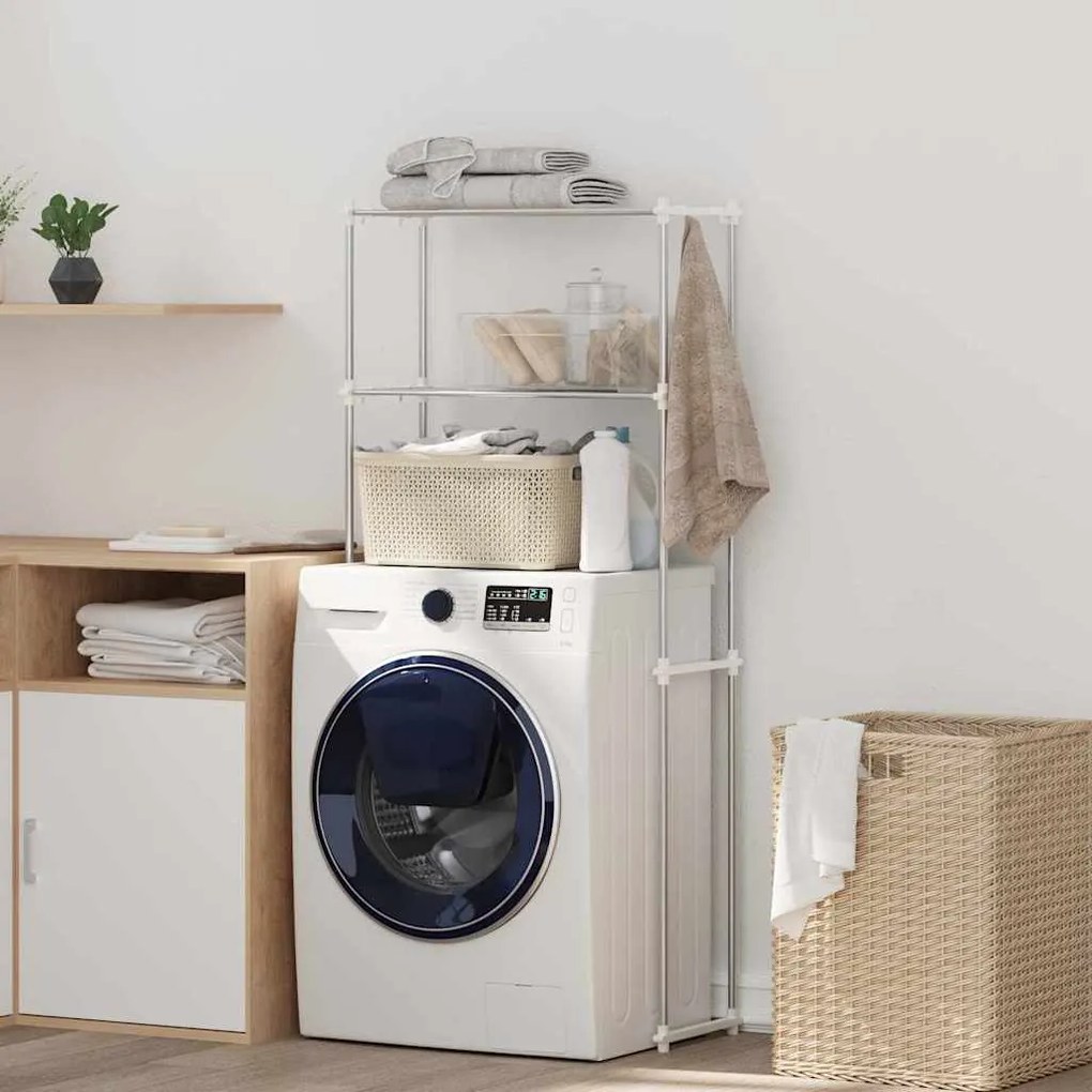 vidaXL Prateleira para Máquina de Lavar Branco 70 x 27 x 136 cm