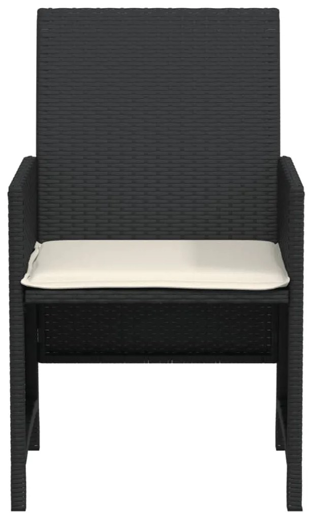 3 pcs conjunto de bistrô com almofadões vime PE preto