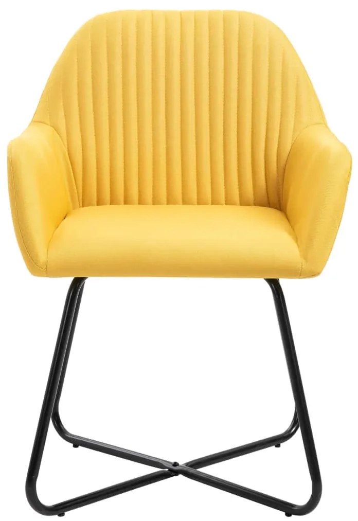 Cadeiras de jantar 2 pcs tecido amarelo