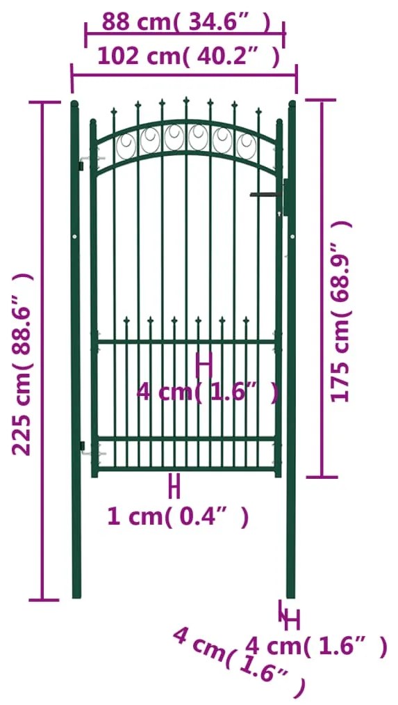 Portão para cerca com espetos 100x175 cm aço verde