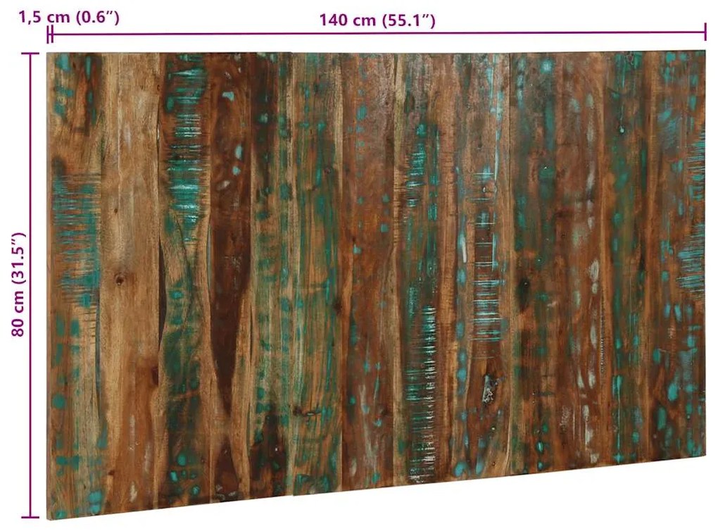 Cabeceira 140 cm madeira recuperada maciça multicor