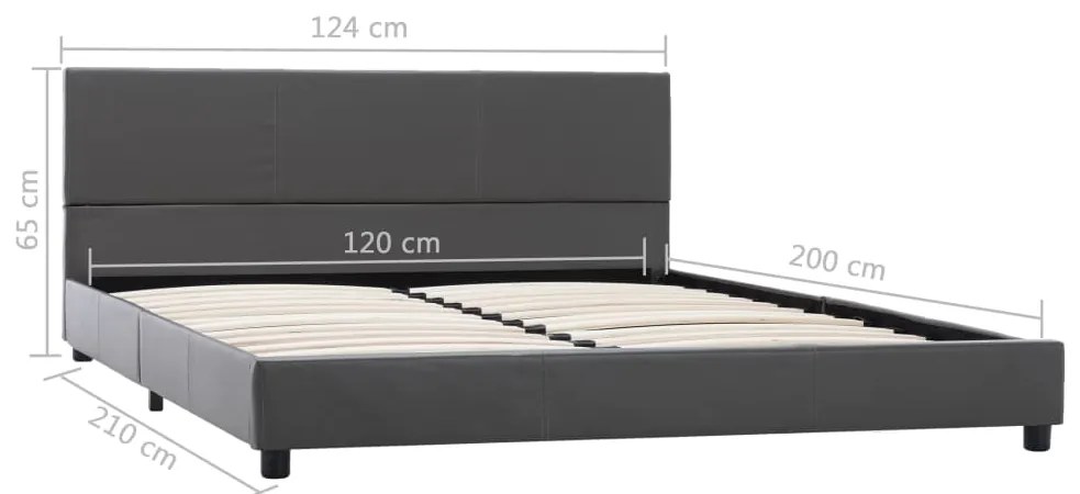 Estrutura de cama 120x200 cm couro artificial cinzento