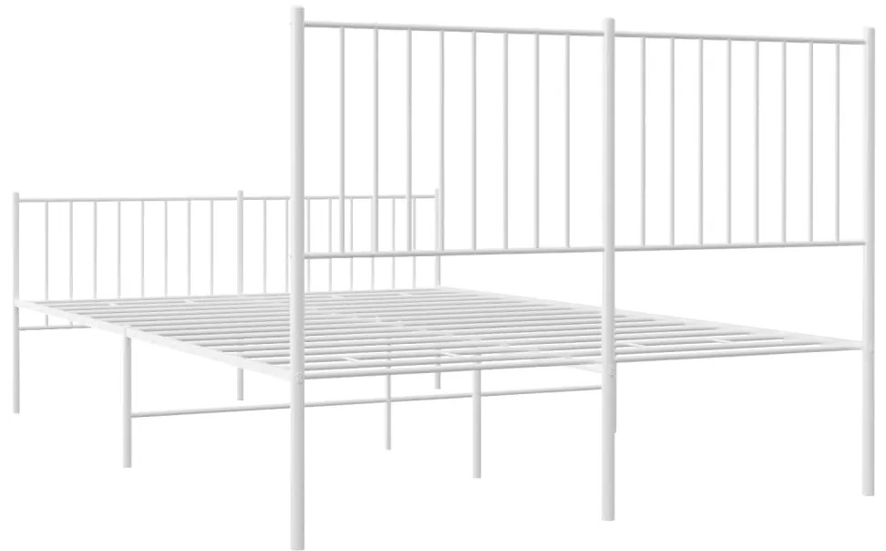 Estrutura de cama com cabeceira e pés 140x200 cm metal branco