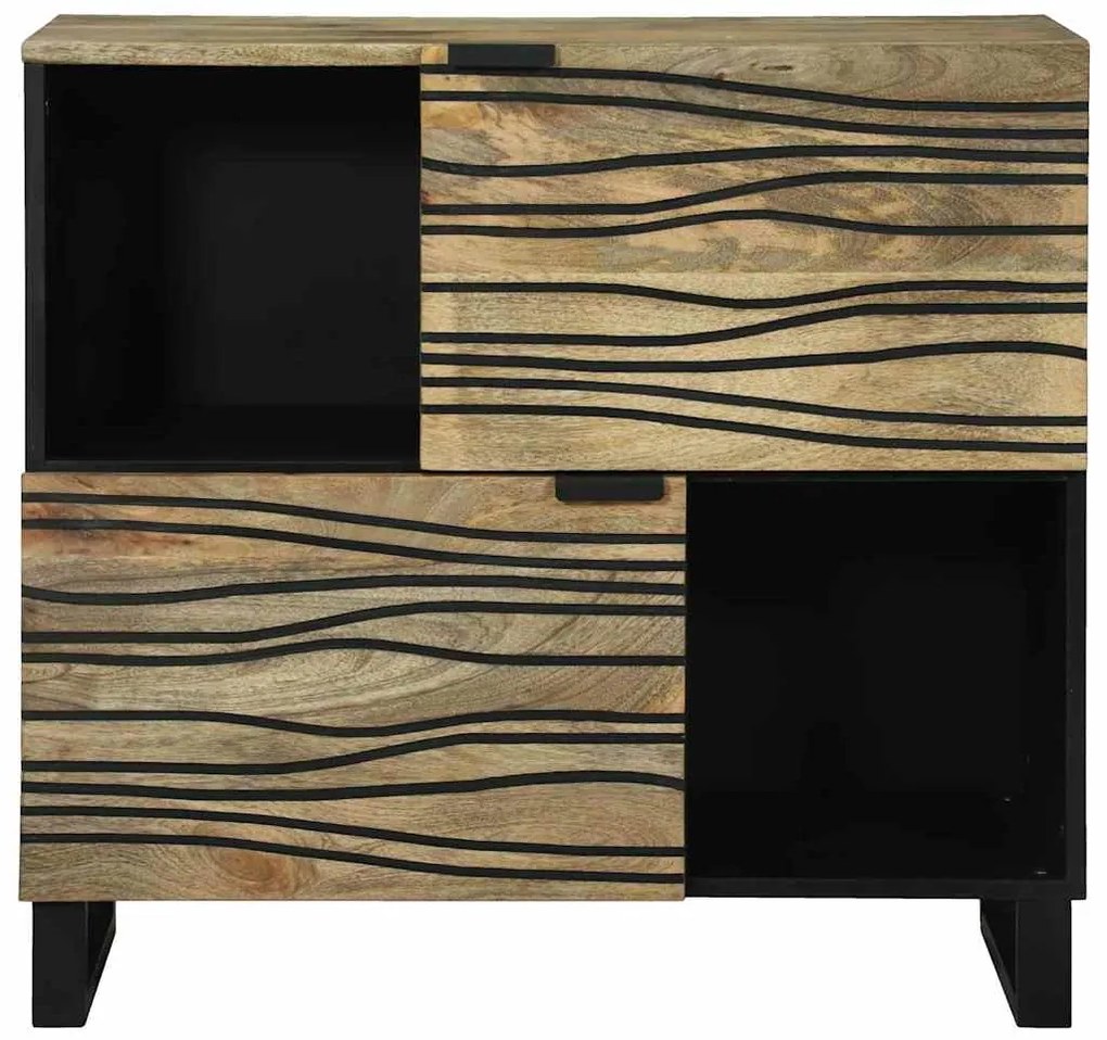 Buffet – 80x33.5x75 cm, Feito de Madeira Sólida de Mogno