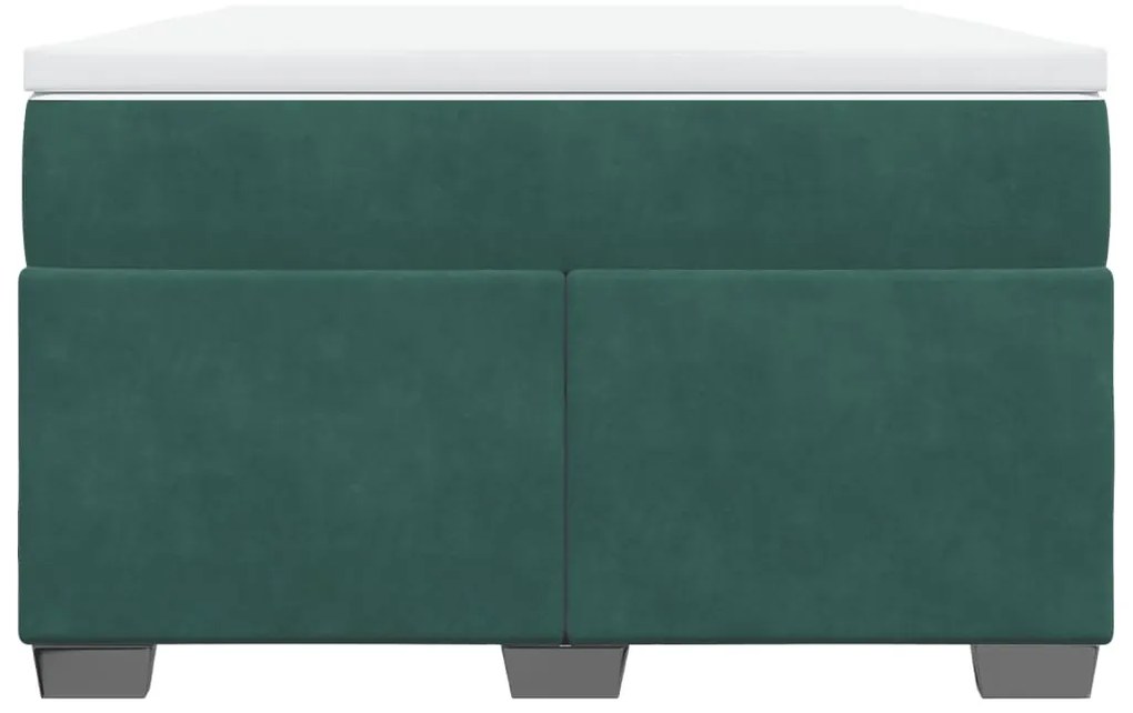Cama boxspring com colchão 120x200 cm veludo verde-escuro