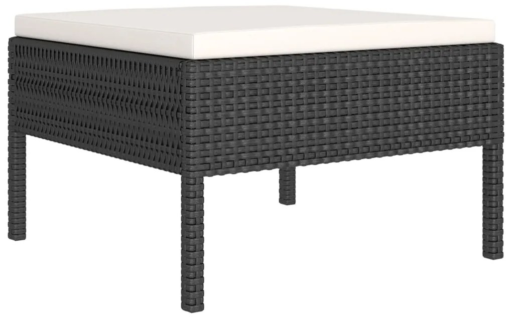 2 pcs conjunto lounge de jardim c/ almofadões vime PE preto