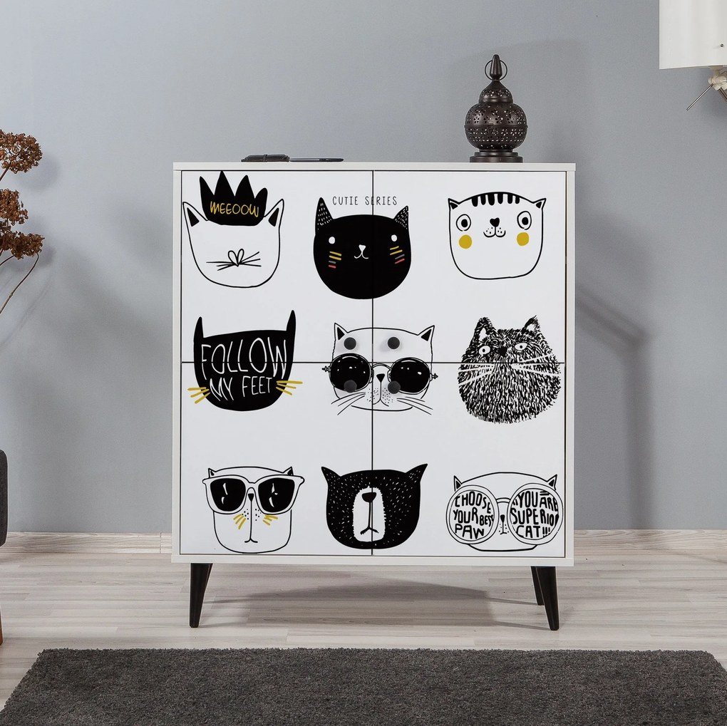 Armário Multiuso Multilux – Branco, Preto, Amarelo – 95x111x36 cm