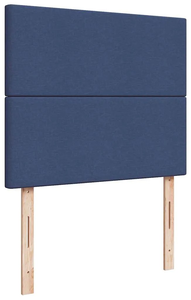 Cama box spring c/ colchão e LED 120x190 cm tecido azul