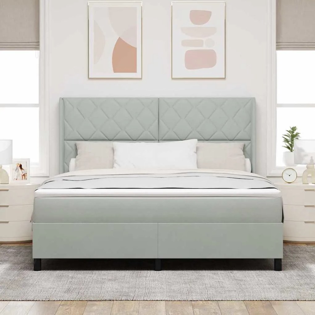 Cama Box Spring com Colchão Cinza Claro 180x200 cm Veludo