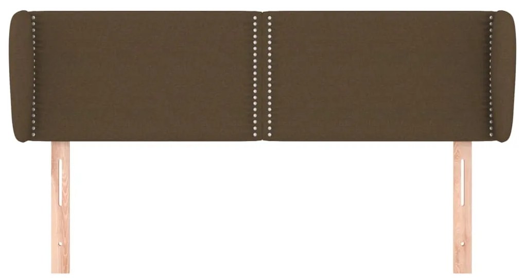Cabeceira de cama c/ abas tecido 147x23x78/88cm castanho-escuro