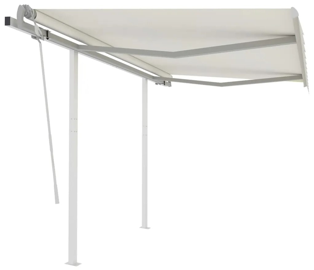 vidaXL Toldo retrátil manual com postes 3,5x2,5 m cor creme