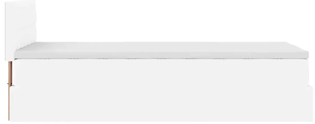 Cama otomana com colchão 100x200 cm couro artificial branco