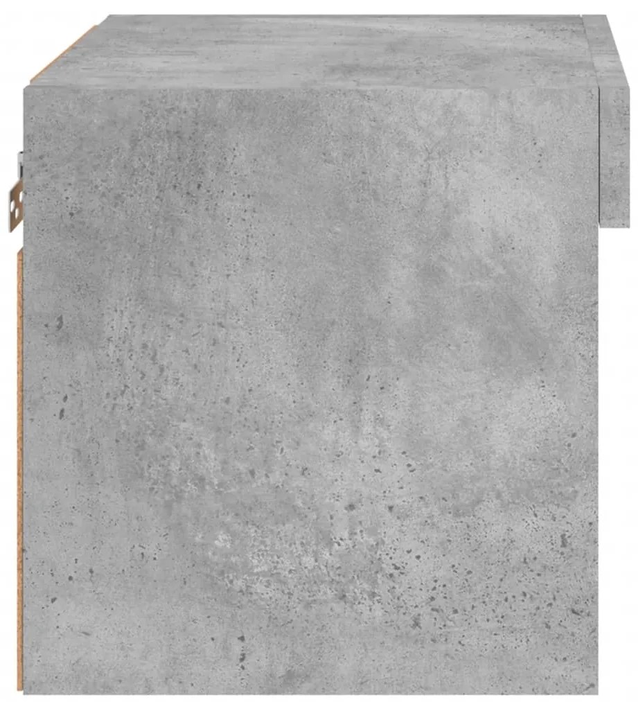 Mesa de cabeceira de parede com luzes LED cinzento cimento
