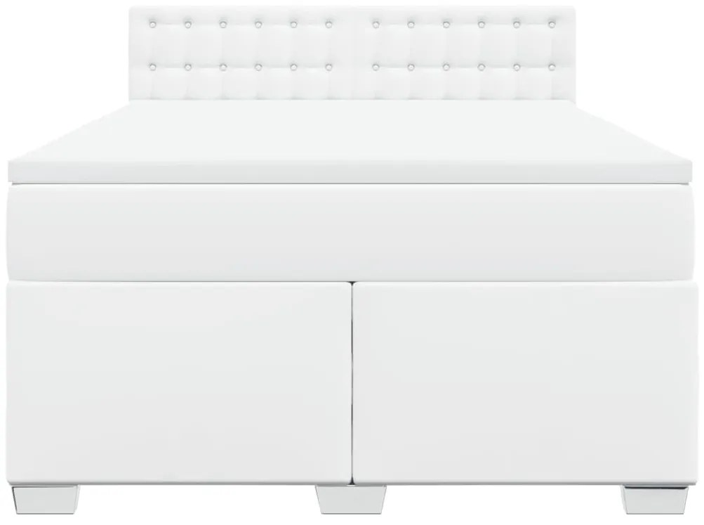 Cama com molas/colchão 140x200 cm couro artificial branco